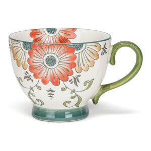 🛍 2 for $25! 🛍 Abbott Collection - 12oz Ornate Stoneware Mugs w Pattern Orange
